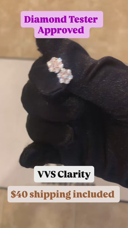 VVS Diamond Cluster Stud Earrings | Diamond Tester Approved
