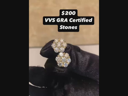 15mm Flower Shape Moissanite Stud Earrings Sterling Silver Iced Out Earrings