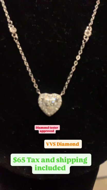 Heart-Shaped Diamond Cluster Necklace