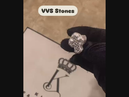 Cross 925 Sterling Silver Moissanite Diamond Hip Hop Iced out Ring