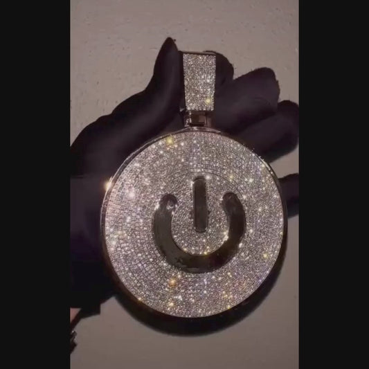 4" Big Round Custom Pendant Silver Moissanite Diamond