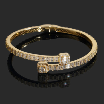 Full Moissanite Cuff Bangle S925 Silver Bracelet