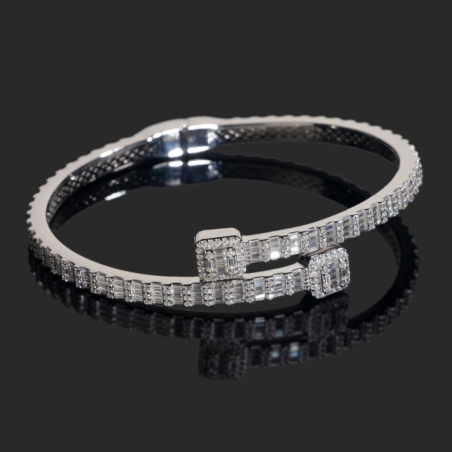 Full Moissanite Cuff Bangle S925 Silver Bracelet
