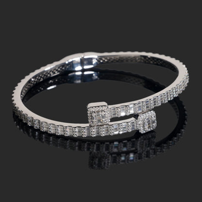 Full Moissanite Cuff Bangle S925 Silver Bracelet