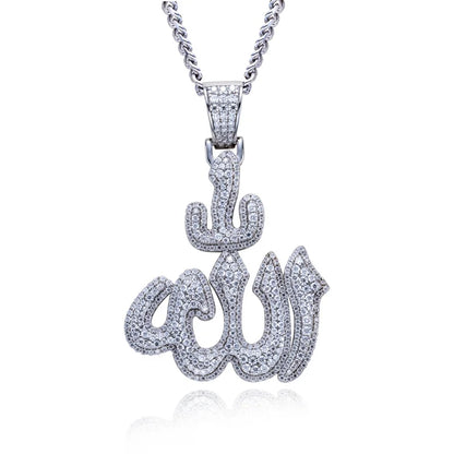 Moissanite Islam Muslim Rune Patter Pendant 925 Sterling Silver