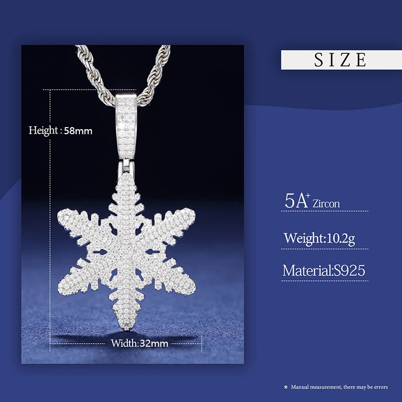 925 Sterling Silver Snowflake Moissanite Pendant