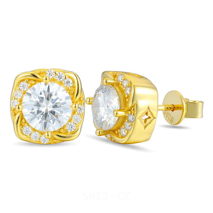 Moissanite Little Windmill Earrings Sterling Silver Halo Stud Earrings