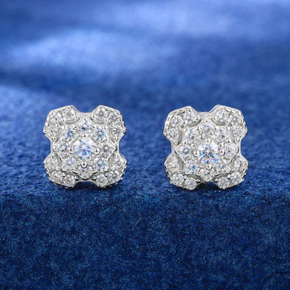 Moissanite Geometry Stud Earrings Sterling Silver Diamond Tester Passed