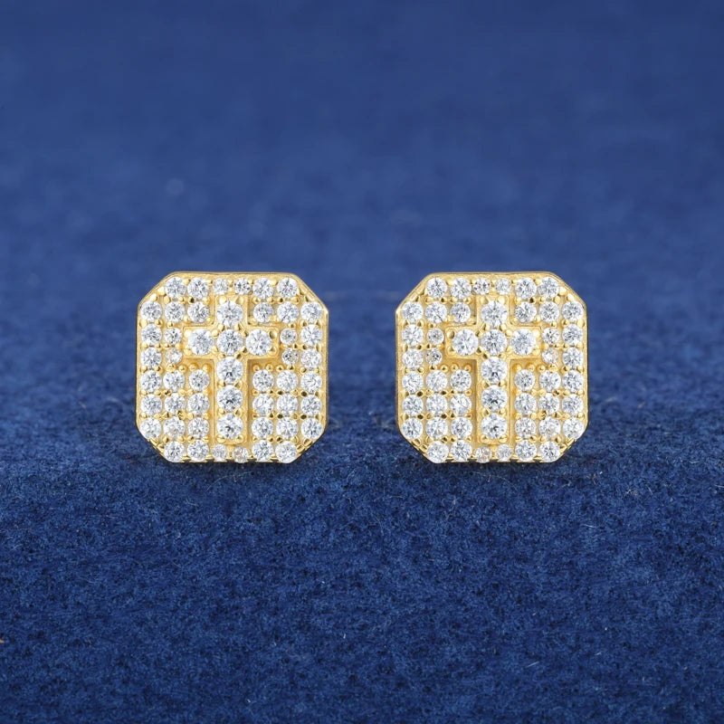 Moissanite Diamond Cross Stud Earrings Sterling Silver Earrings
