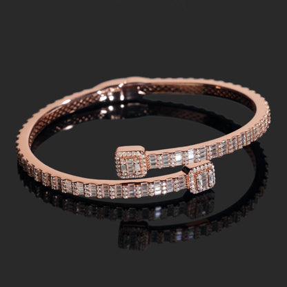 Full Moissanite Cuff Bangle S925 Silver Bracelet