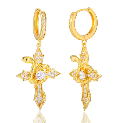 D VVS Moissanite Sterling Silver Arrow Cross Hoop Drop Earrings