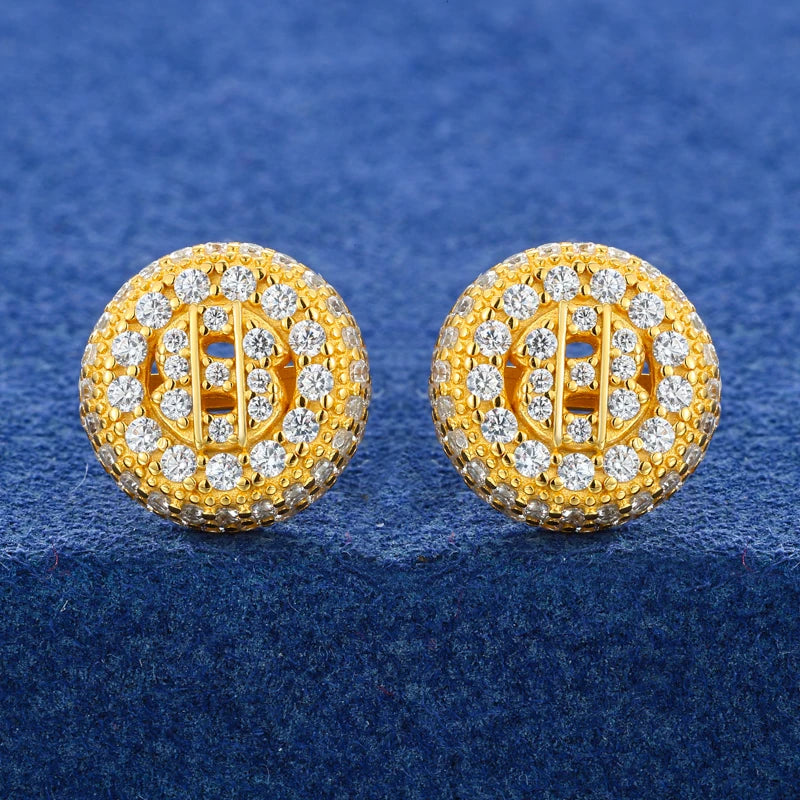 Sterling Silver Dollar Stud Earring Round D VVS1 Moissanite Earrings