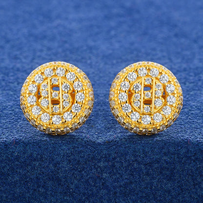 Sterling Silver Dollar Stud Earring Round D VVS1 Moissanite Earrings