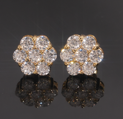 15mm Flower Shape Moissanite Stud Earrings Sterling Silver Iced Out Earrings